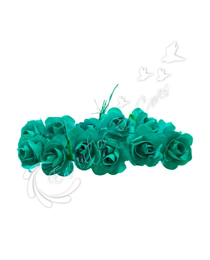 FLOR MINI ROSA DE PAPEL BUQUE COR VERDE ESMERALDA preview 2