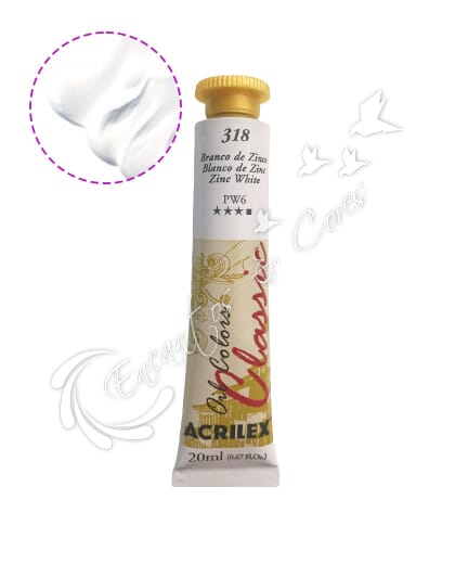 TINTA ÓLEO ACRILEX BRANCO DE ZINCO 318 20 ML