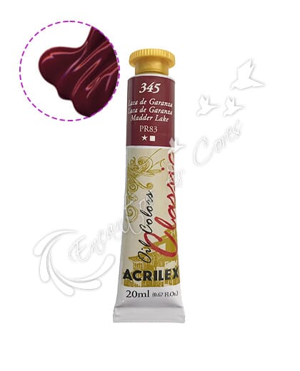 TINTA ÓLEO ACRILEX LACA DE GARANZA 345 20 ML