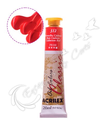 TINTA ÓLEO ACRILEX VERMELHO CÁDMIO 312 20 ML
