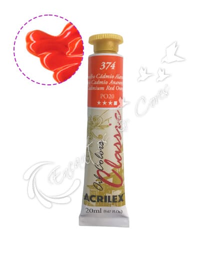TINTA ÓLEO ACRILEX VERMELHO CÁDMIO ALARANJADO 374 20 ML