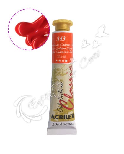 TINTA ÓLEO ACRILEX VERMELHO DE CÁDMIO CLARO 343 20 ML