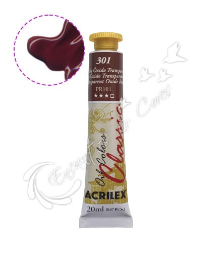 TINTA ÓLEO ACRILEX VERMELHO ÓXIDO TRANSPARENTE 301 20 ML