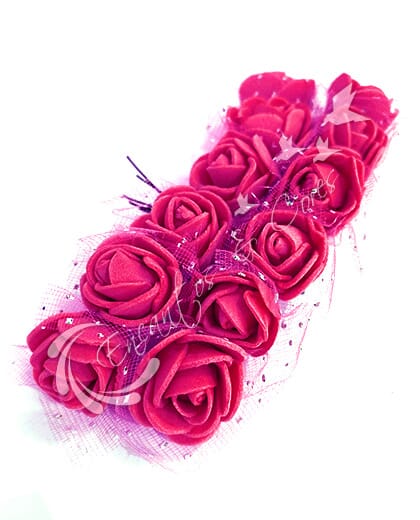 FLOR MINI ROSA DE EVA BUQUE COR FUCHSIA