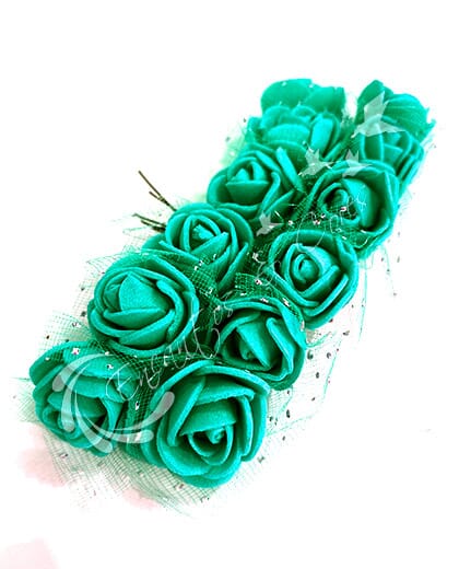 FLOR MINI ROSA DE EVA BUQUE COR VERDE ESMERALDA