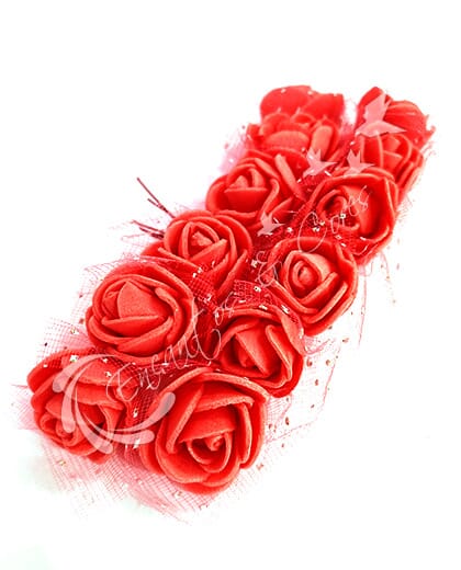 FLOR MINI ROSA DE EVA BUQUE COR VERMELHO