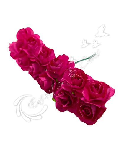 FLOR MINI ROSA DE PAPEL BUQUE COR PINK