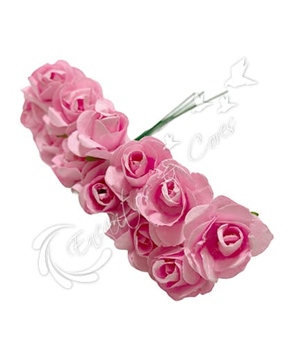 FLOR MINI ROSA DE PAPEL BUQUE COR ROSA
