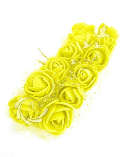 FLOR MINI ROSA DE EVA BUQUE COR AMARELO