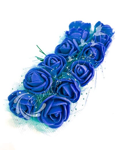 FLOR MINI ROSA DE EVA BUQUE COR AZUL ROYAL