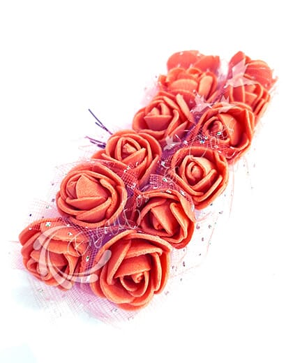 FLOR MINI ROSA DE EVA BUQUE COR CORAL