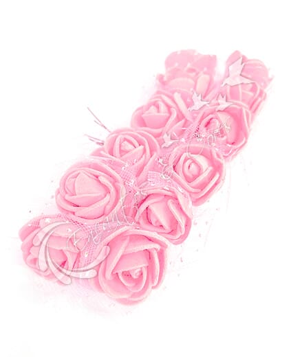 FLOR MINI ROSA DE EVA BUQUE COR ROSA CLARO