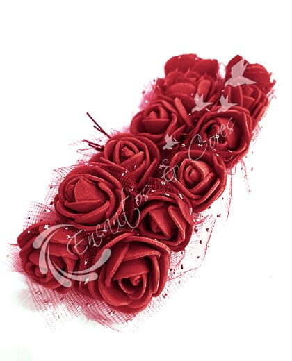 FLOR MINI ROSA DE EVA BUQUE COR VINHO