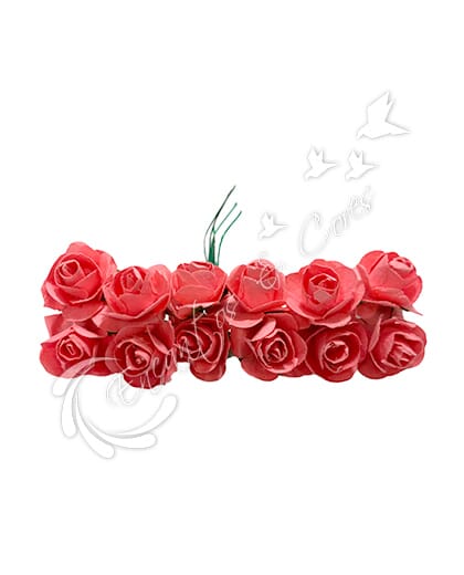 FLOR MINI ROSA DE PAPEL BUQUE COR CORAL preview 2