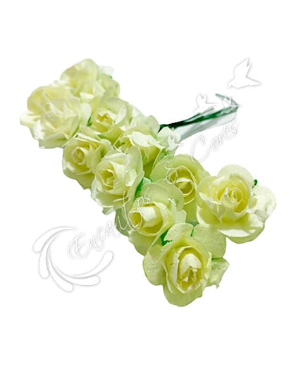 FLOR MINI ROSA DE PAPEL BUQUE COR PEROLA