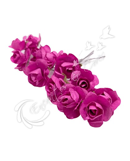FLOR MINI ROSA DE PAPEL BUQUE COR VIOLETA
