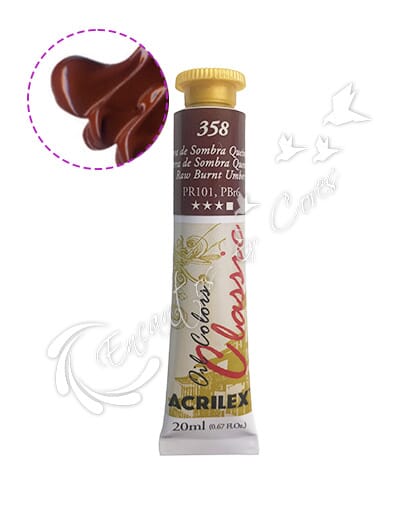 TINTA ÓLEO ACRILEX TERRA DE SOMBRA QUEIMADA 358 20 ML