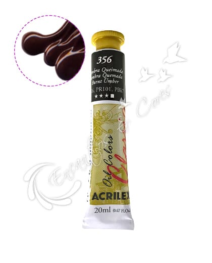TINTA ÓLEO ACRILEX SOMBRA QUEIMADA 356 20 ML