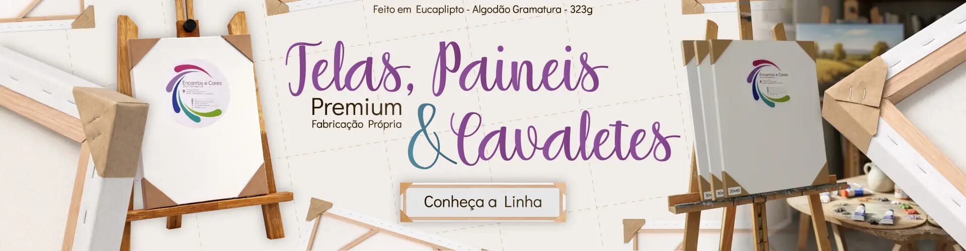 Banner telas painéis e cavaletes premium fabricação própria Encantos e Cores Sorocaba