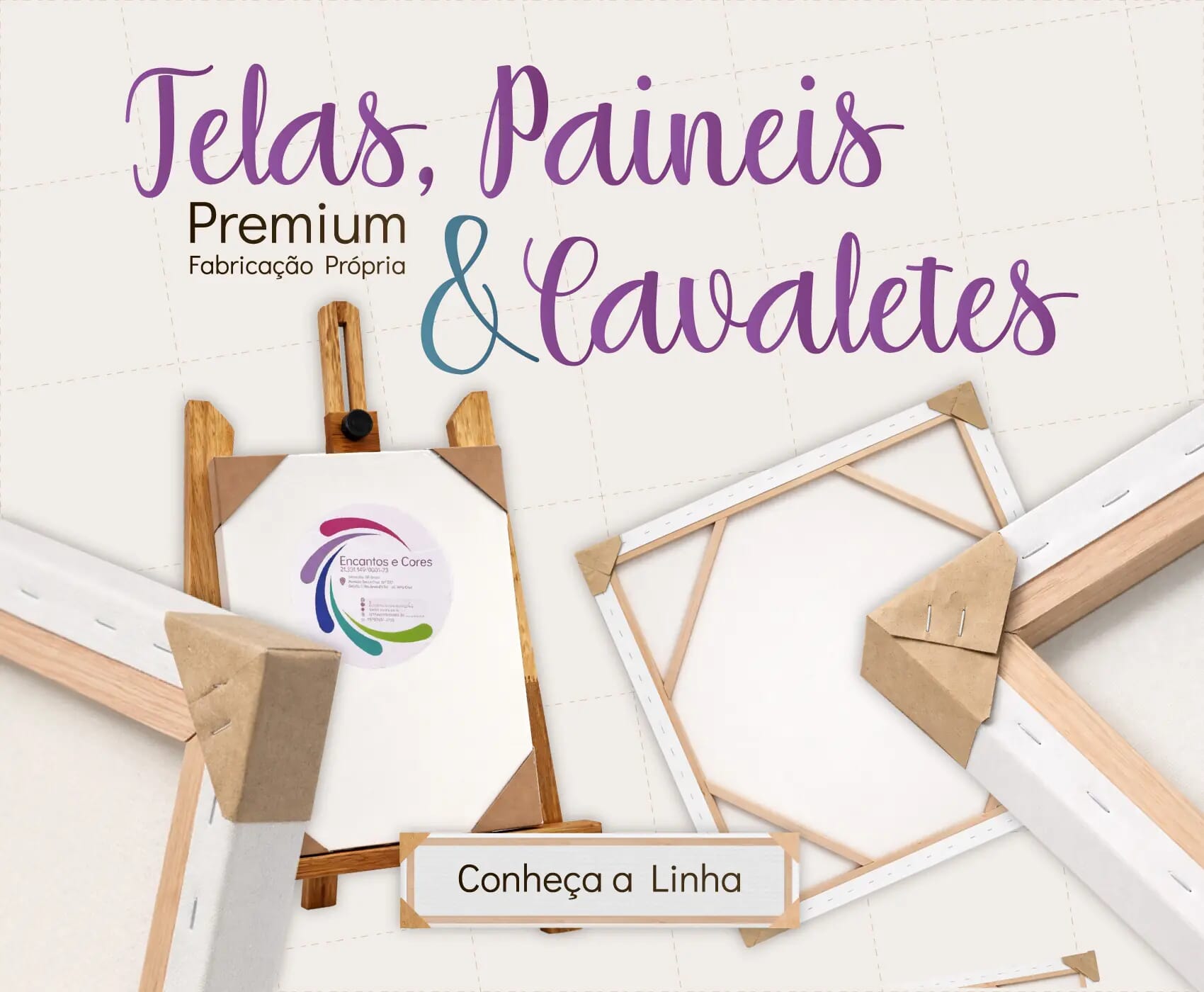 Banner telas painéis e cavaletes premium fabricação própria Encantos e Cores Sorocaba