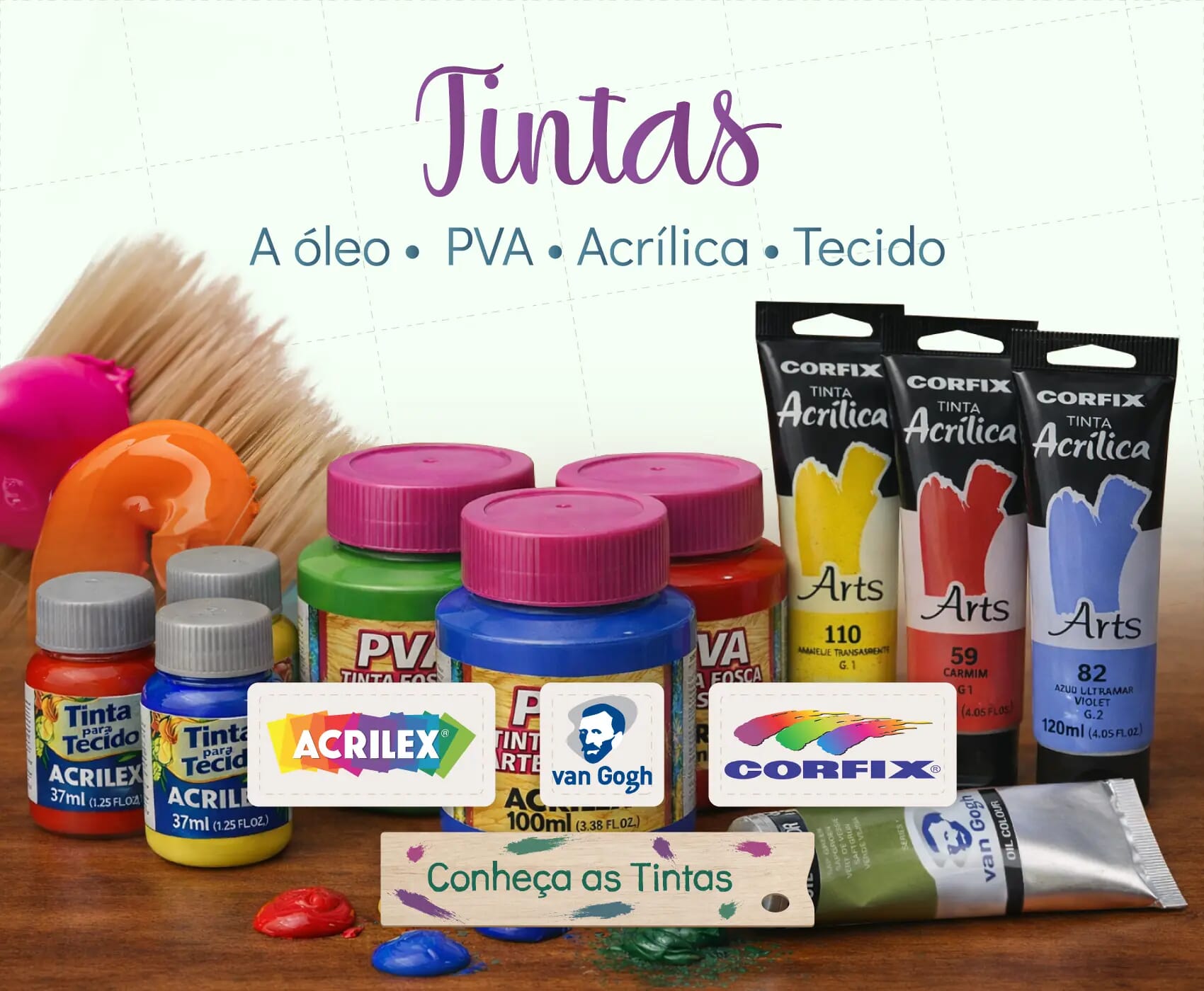 Banner materiais de artesanato tintas para madeira tecido e artesanato Sorocaba