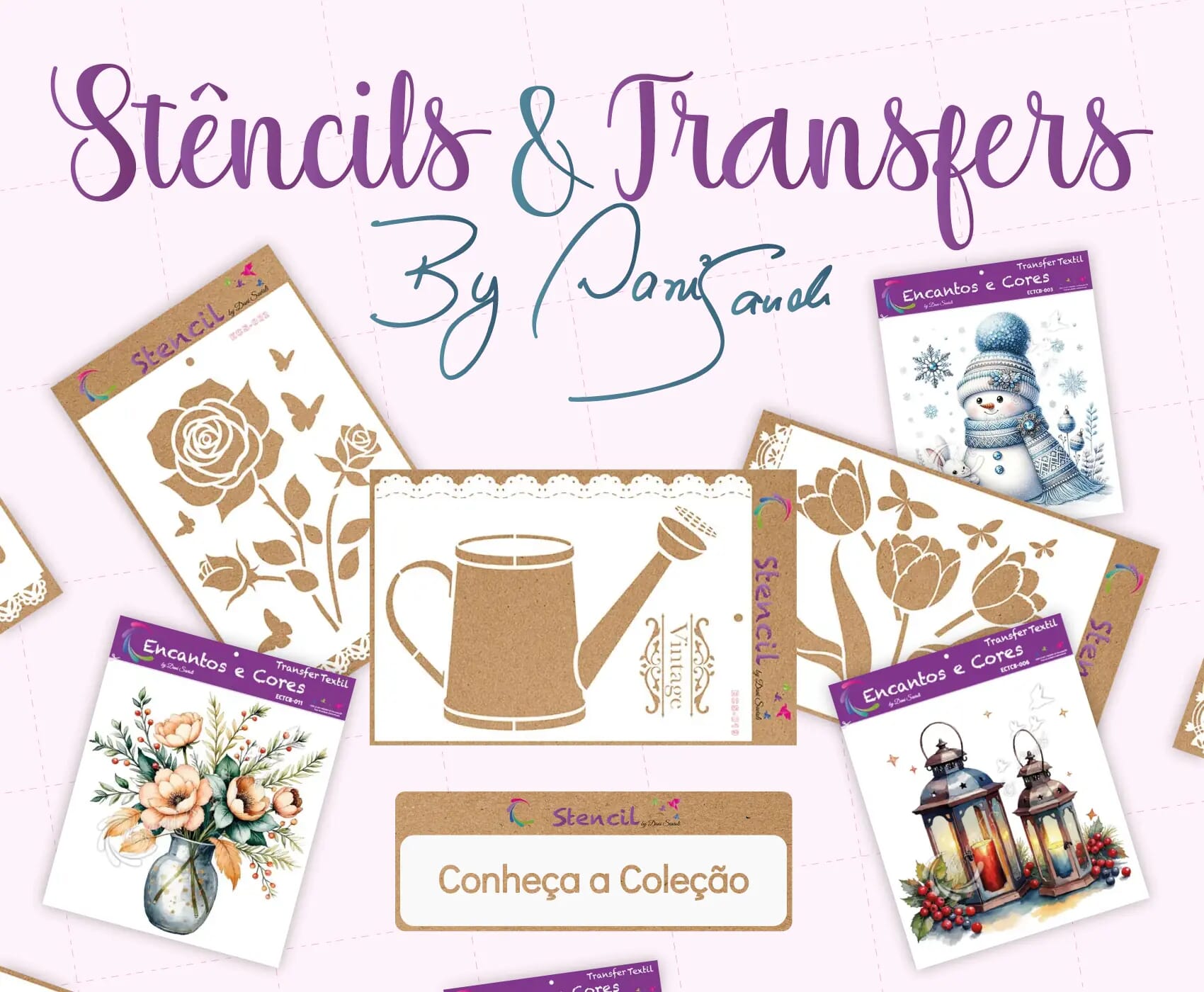 Banner transfer têxtil e stencil exclusivos fabricação própria Encantos e Cores artesanato Sorocaba